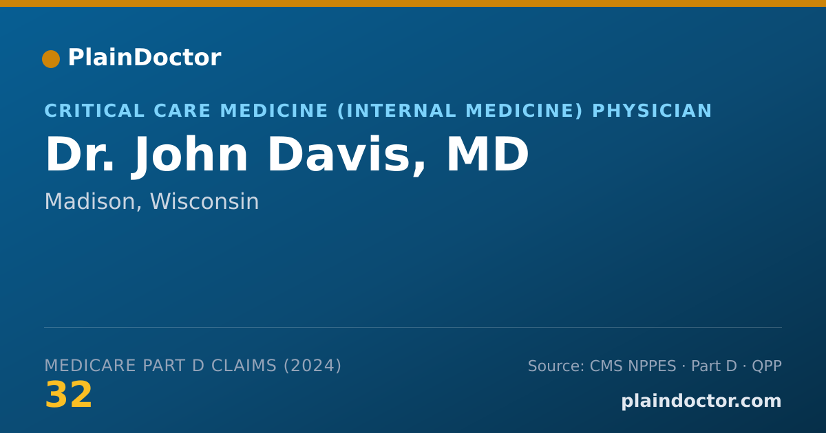 Shareable card for John Davis, MD - Critical Care Medicine (Internal Medicine) Physician, Madison, WI
