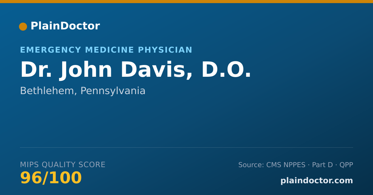 Shareable card for John Davis, D.O. - Emergency Medicine Physician, Bethlehem, PA