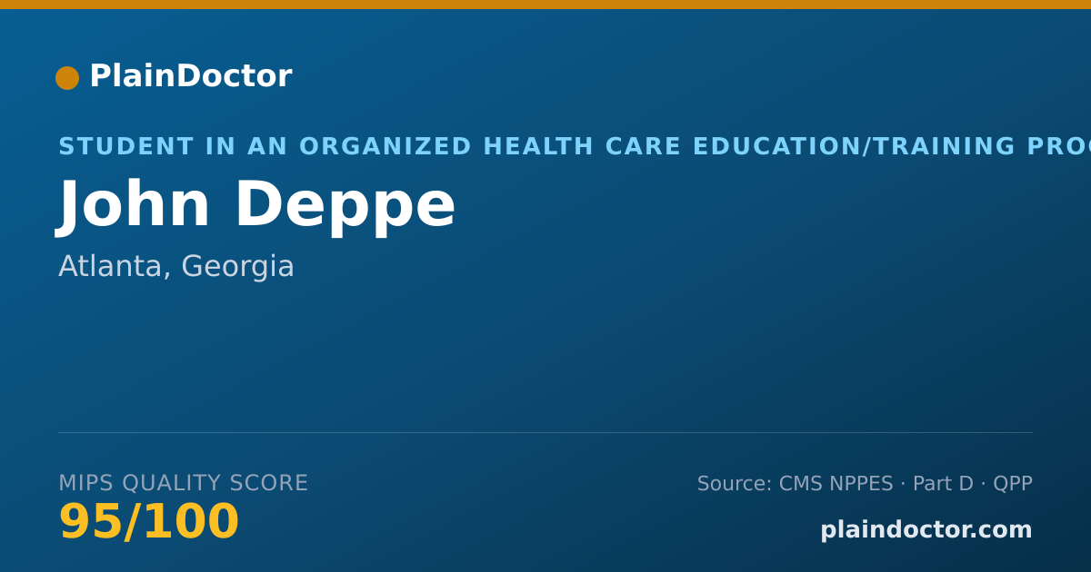 Shareable card for John Deppe - Student in an Organized Health Care Education/Training Program, Atlanta, GA