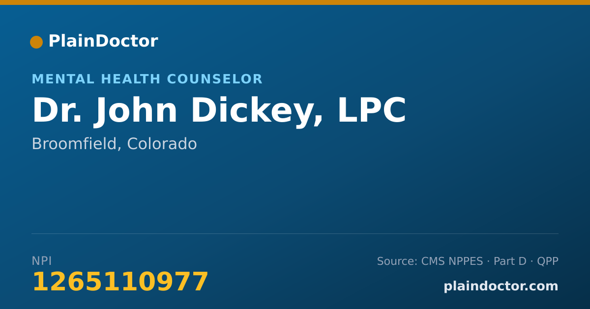 Shareable card for John Dickey, LPC - Mental Health Counselor, Broomfield, CO