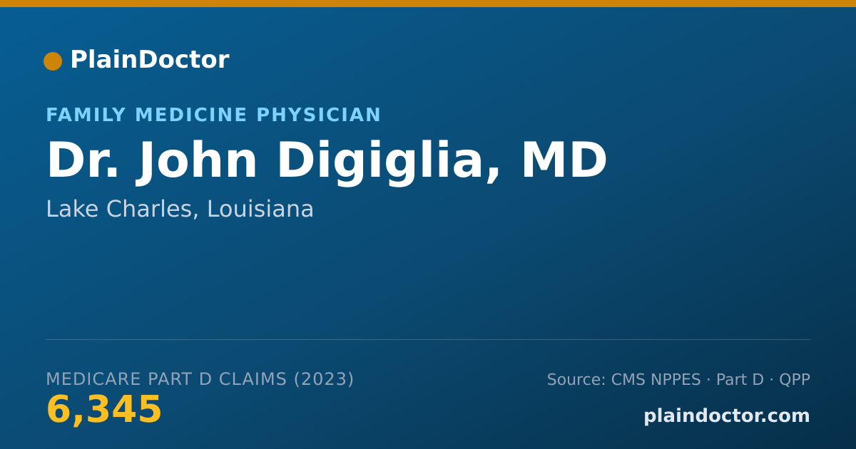 Shareable card for John Digiglia, MD - Family Medicine Physician, Lake Charles, LA