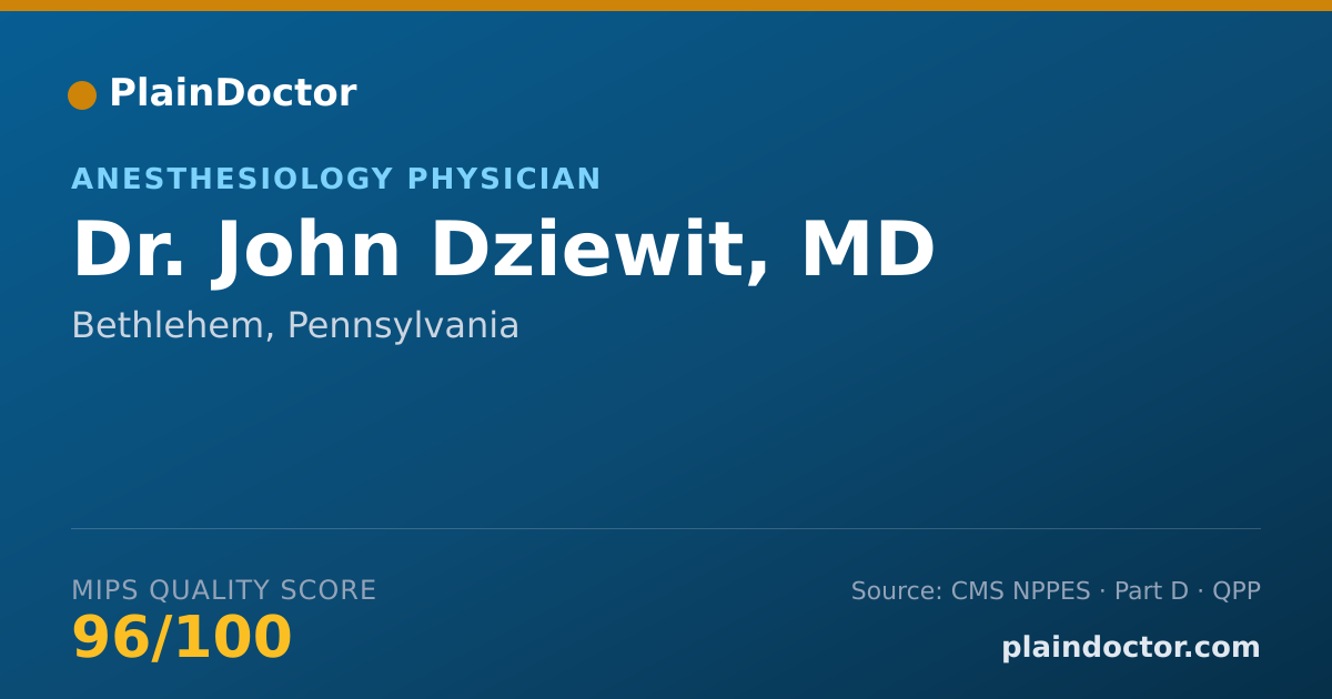 Shareable card for John Dziewit, MD - Anesthesiology Physician, Bethlehem, PA