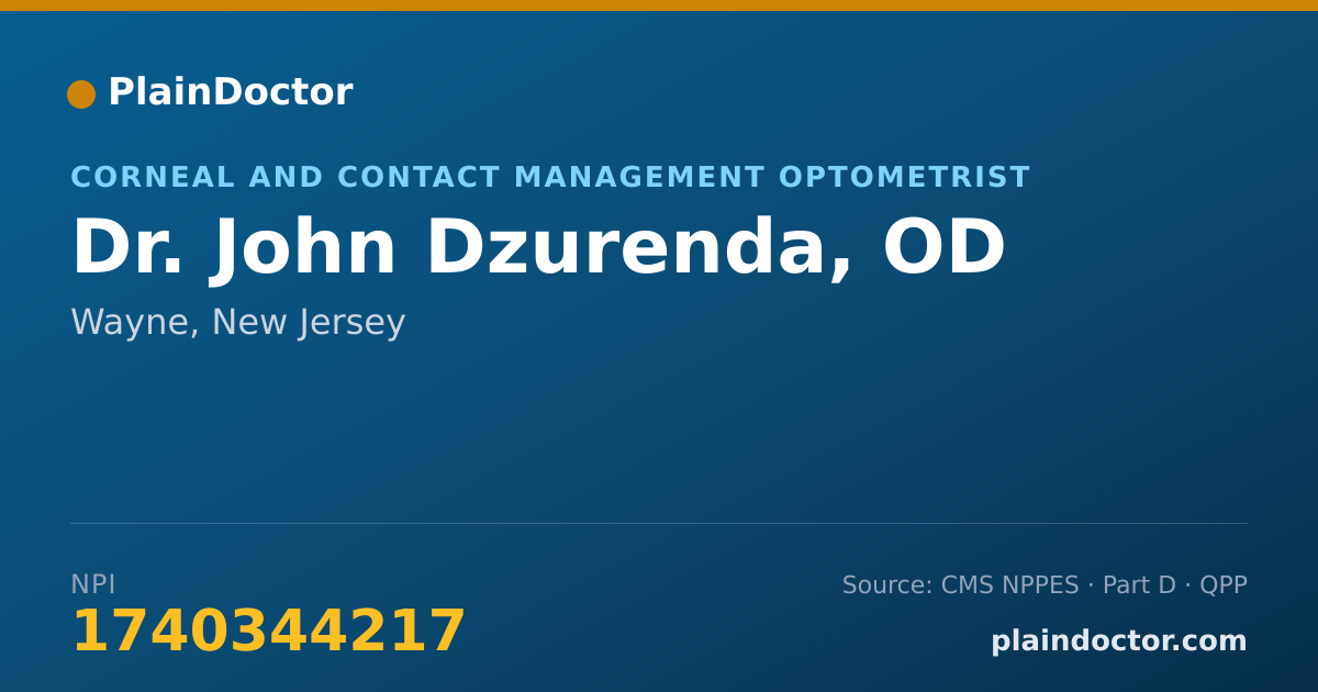 Shareable card for John Dzurenda, OD - Corneal and Contact Management Optometrist, Wayne, NJ
