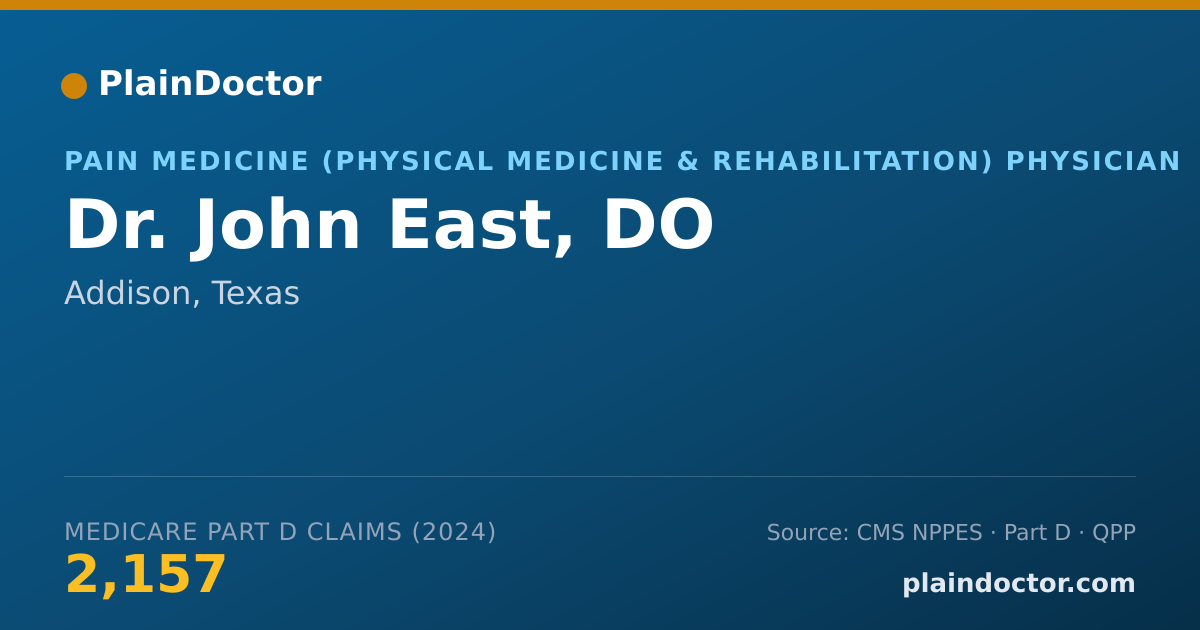 Shareable card for John East, DO - Physical Medicine & Rehabilitation Physician, Addison, TX