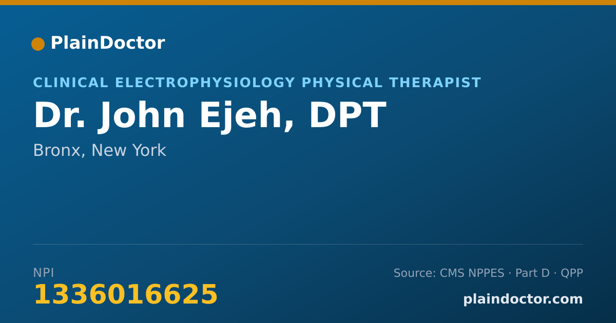 Shareable card for John Ejeh, DPT - Clinical Electrophysiology Physical Therapist, Bronx, NY