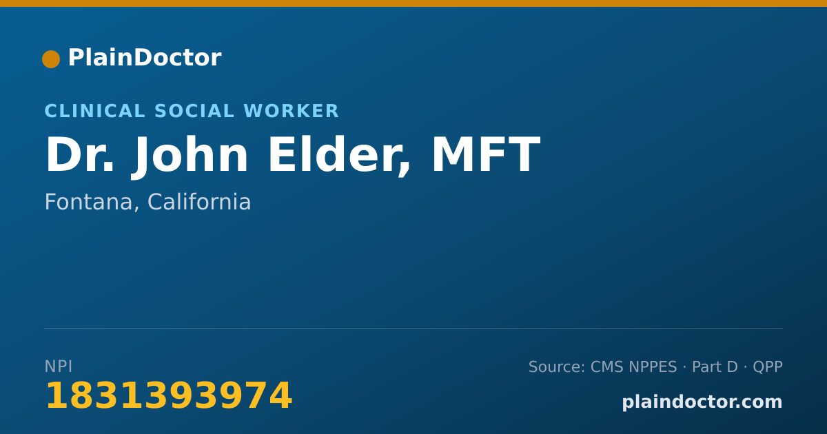 Shareable card for John Elder, MFT - Clinical Social Worker, Fontana, CA