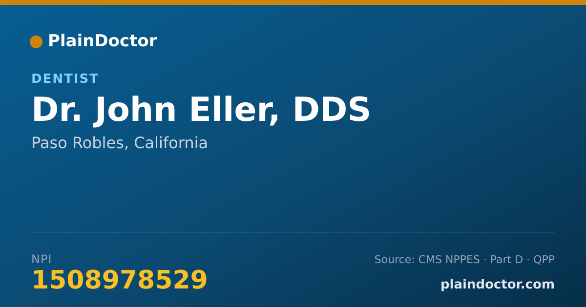 Shareable card for John Eller, DDS - Dentist, Paso Robles, CA