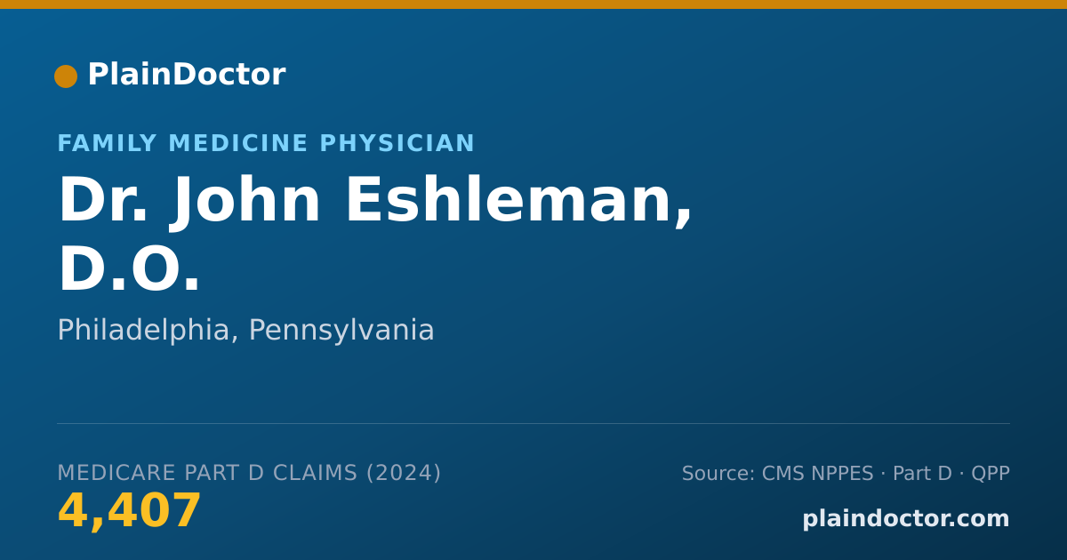Shareable card for John Eshleman, D.O. - Family Medicine Physician, Philadelphia, PA