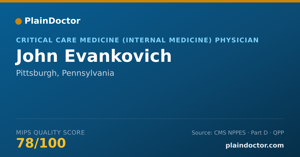 Shareable card for John Evankovich - Critical Care Medicine (Internal Medicine) Physician, Pittsburgh, PA