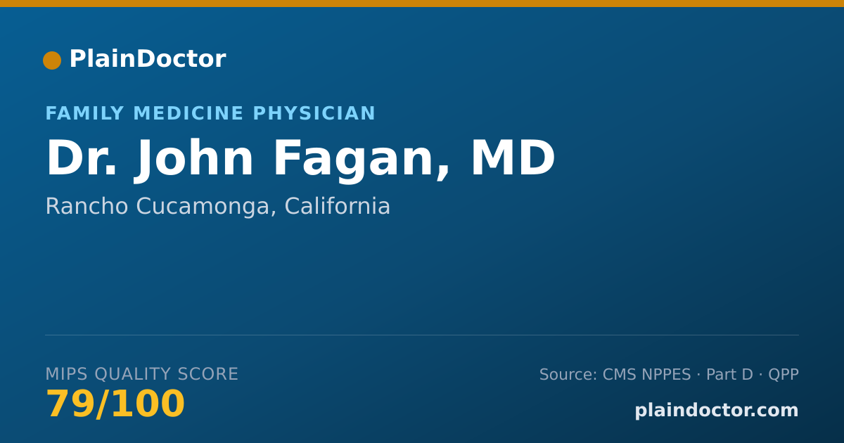 Shareable card for John Fagan, MD - Family Medicine Physician, Rancho Cucamonga, CA