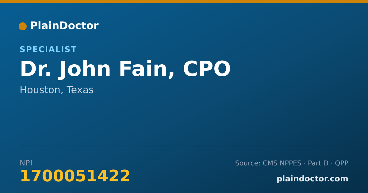 Shareable card for John Fain, CPO - Specialist, Houston, TX