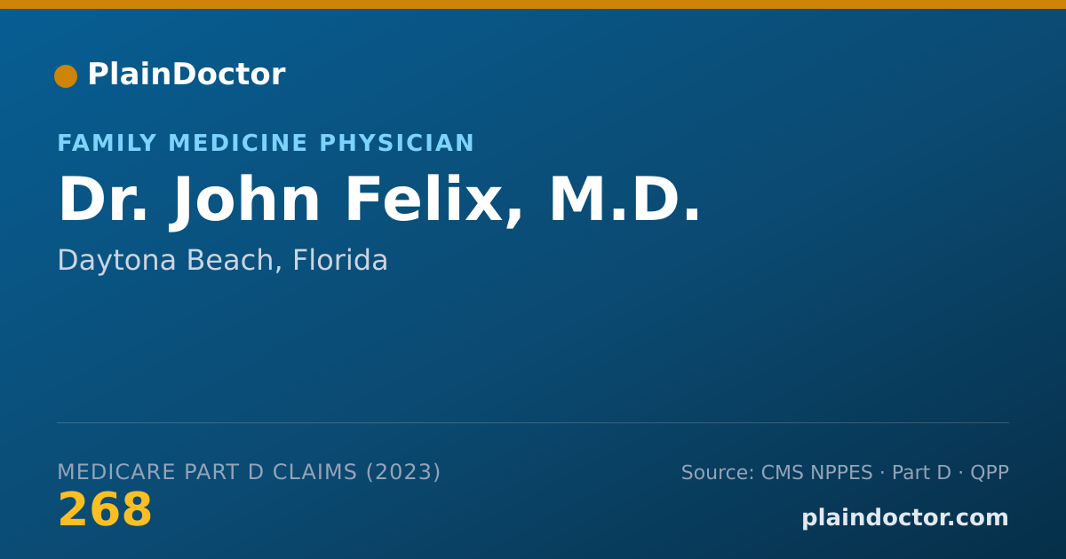 Shareable card for John Felix, M.D. - Family Medicine Physician, Daytona Beach, FL