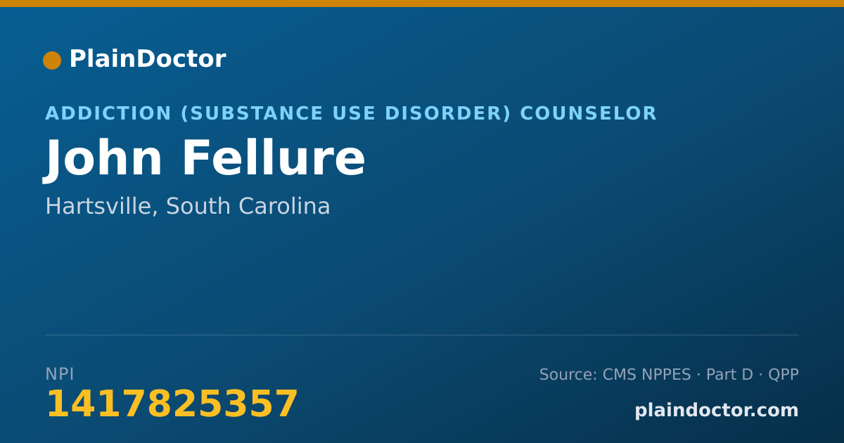 Shareable card for John Fellure - Addiction (Substance Use Disorder) Counselor, Hartsville, SC