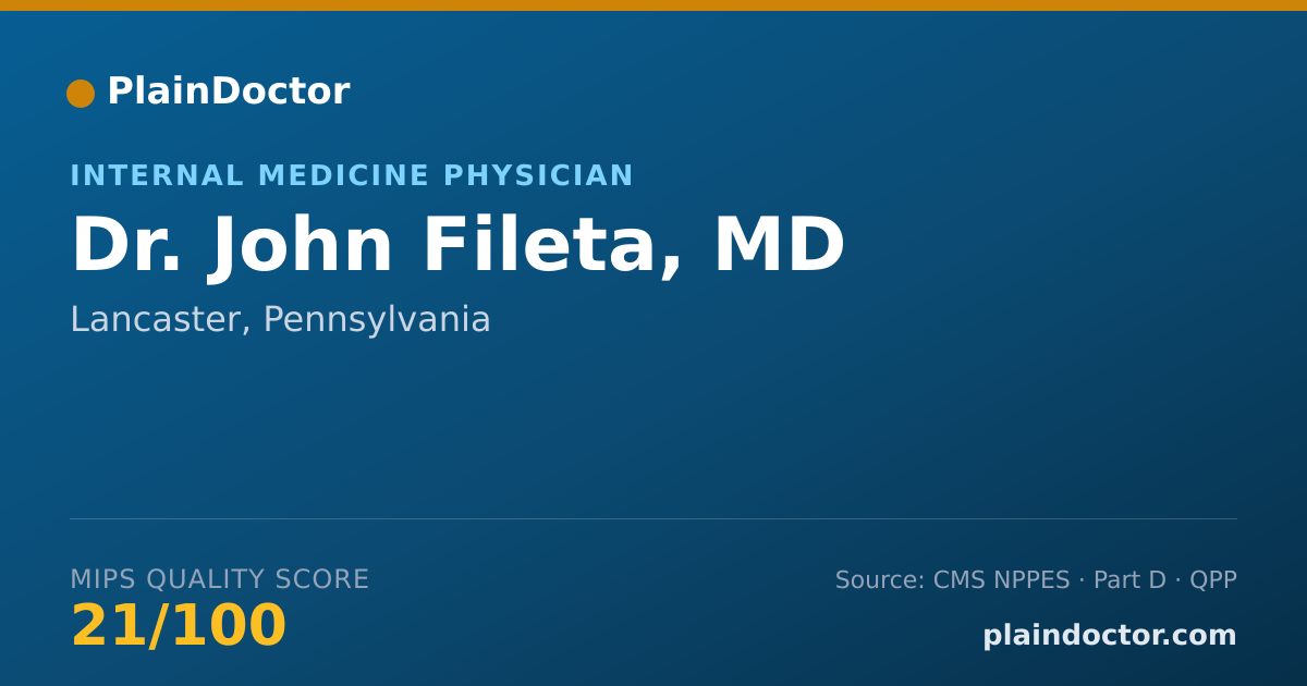 Shareable card for John Fileta, MD - Internal Medicine Physician, Lancaster, PA