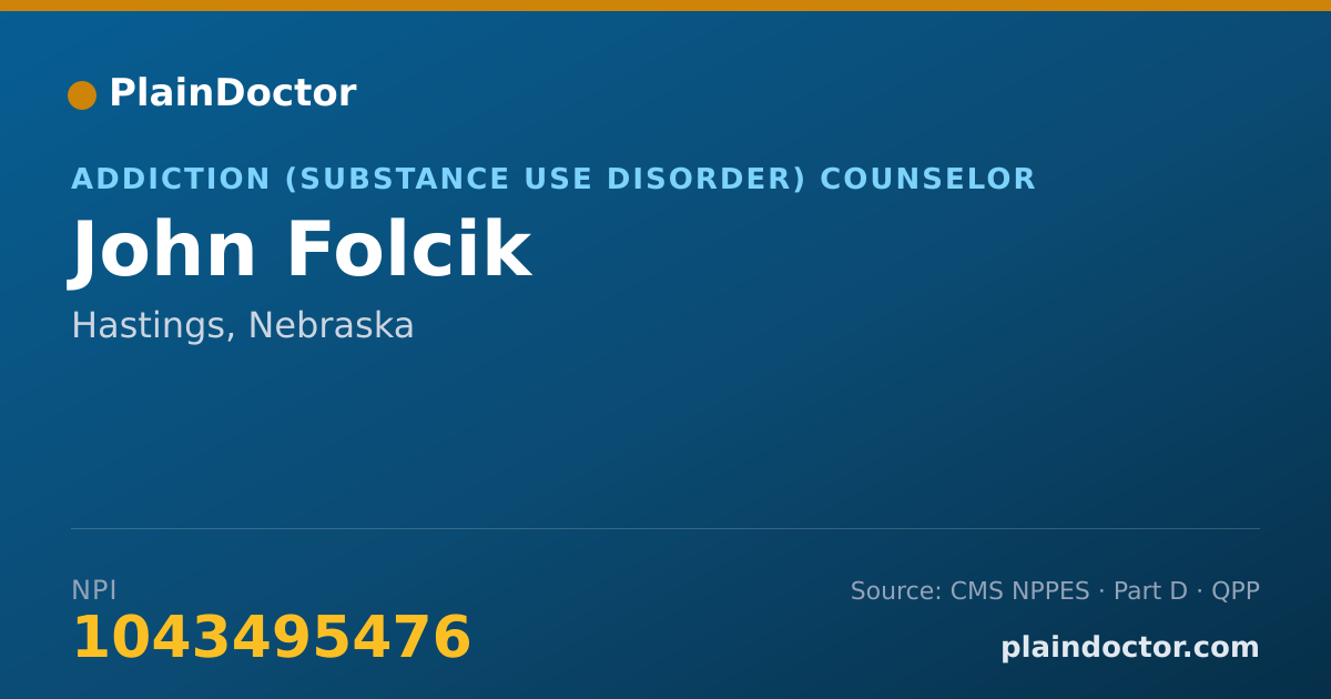 Shareable card for John Folcik - Addiction (Substance Use Disorder) Counselor, Hastings, NE