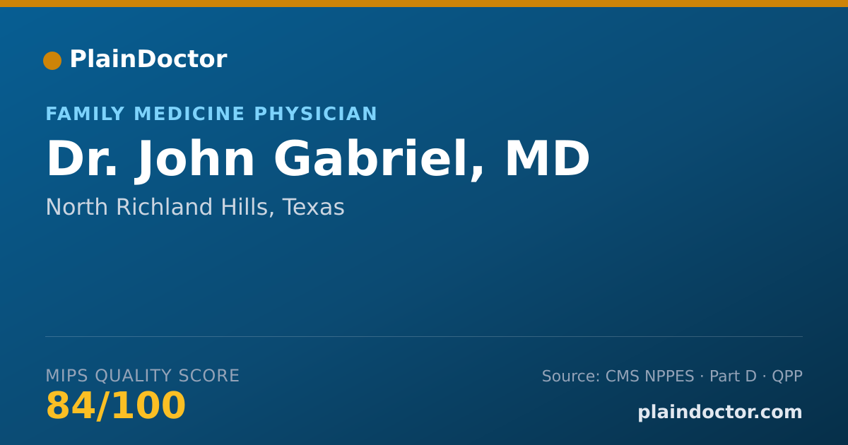 Shareable card for John Gabriel, MD - Family Medicine Physician, North Richland Hills, TX
