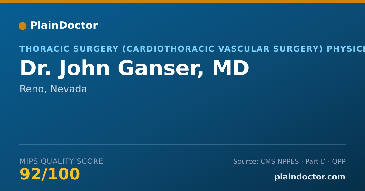 Shareable card for John Ganser, MD - Thoracic Surgery (Cardiothoracic Vascular Surgery) Physician, Reno, NV