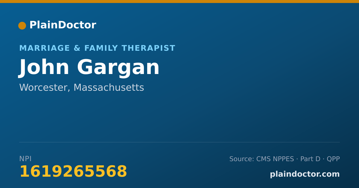 Shareable card for John Gargan - Marriage & Family Therapist, Worcester, MA
