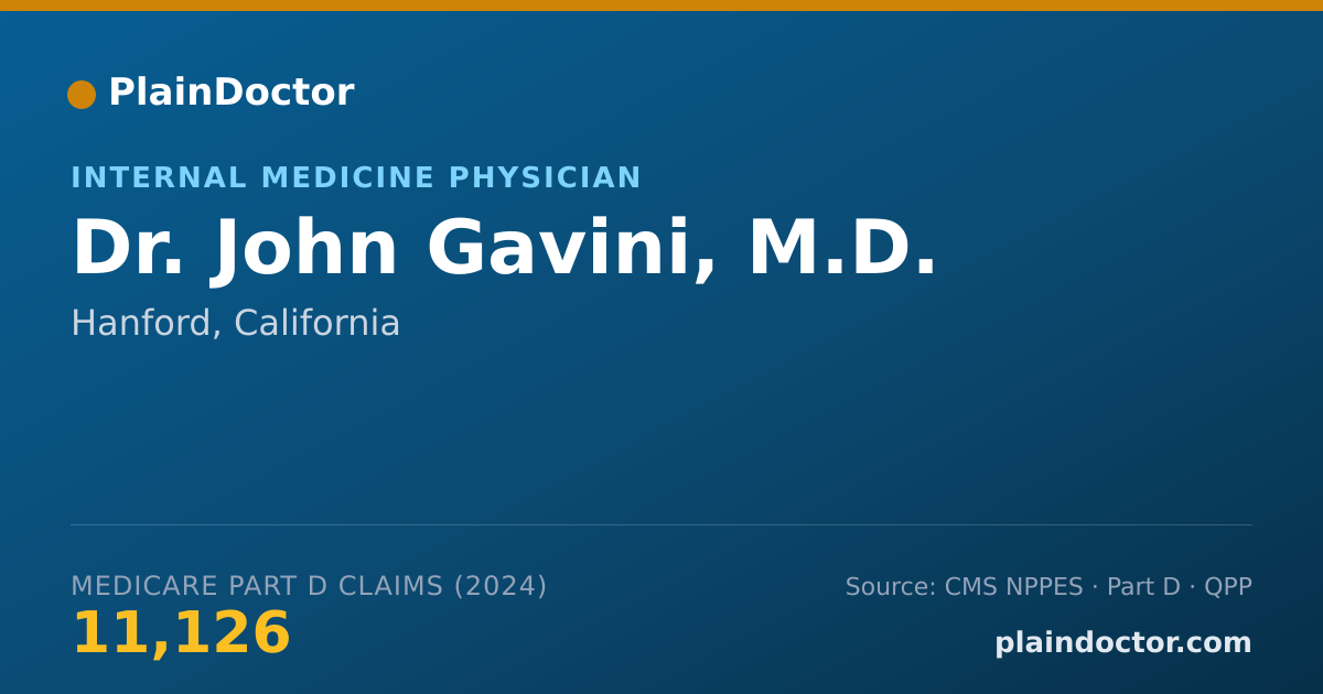 Shareable card for John Gavini, M.D. - Internal Medicine Physician, Hanford, CA