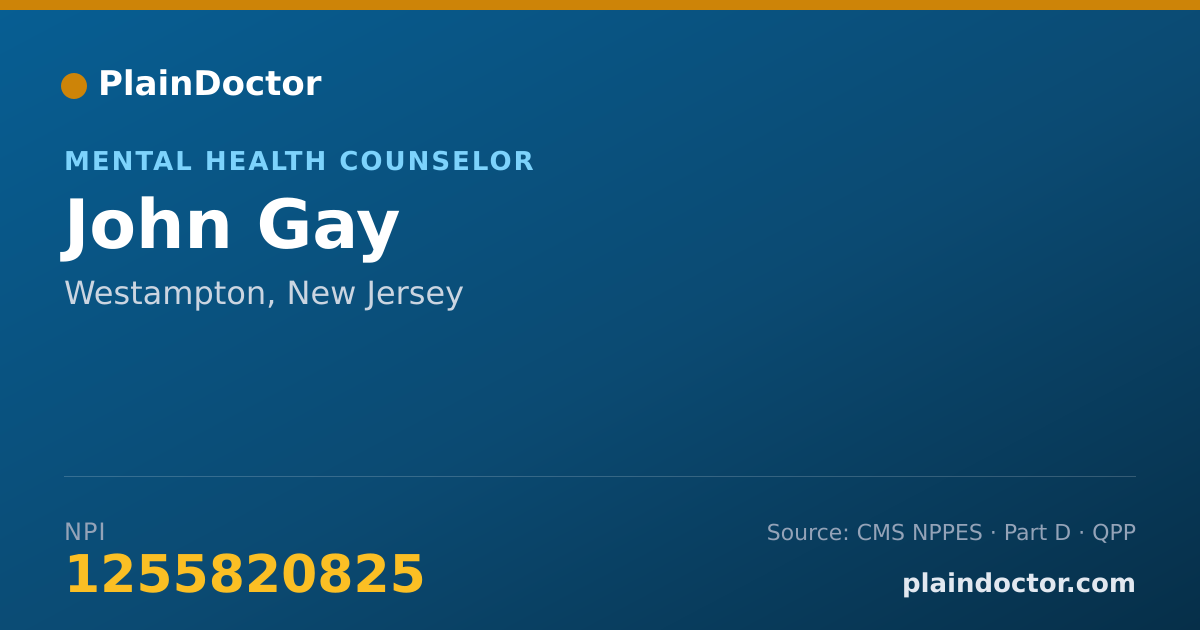 Shareable card for John Gay - Mental Health Counselor, Westampton, NJ