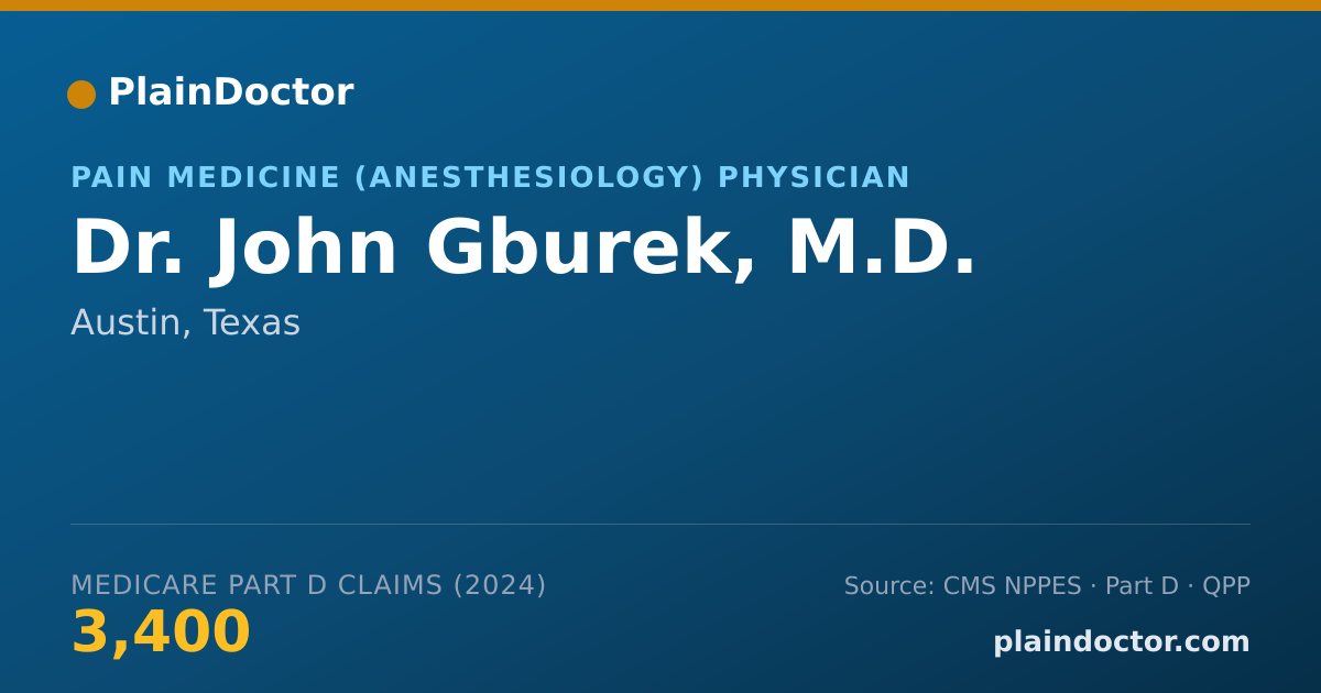 Shareable card for John Gburek, M.D. - Pain Medicine (Anesthesiology) Physician, Austin, TX