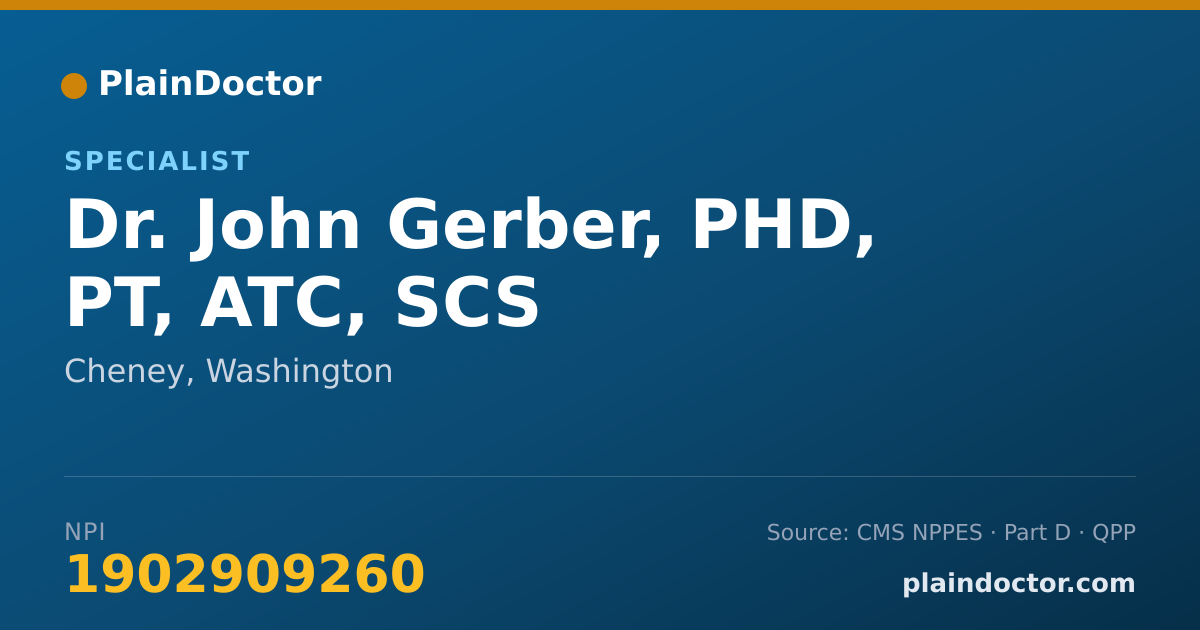Shareable card for John Gerber, PHD, PT, ATC, SCS - Specialist, Cheney, WA
