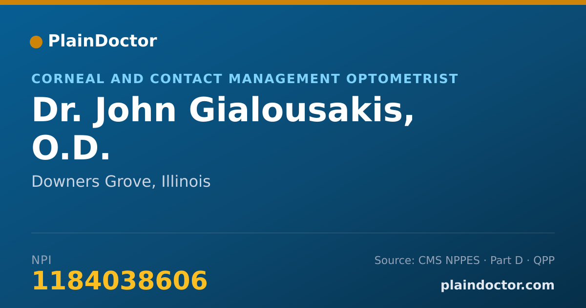 Shareable card for John Gialousakis, O.D. - Corneal and Contact Management Optometrist, Downers Grove, IL