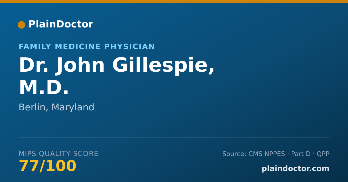Shareable card for John Gillespie, M.D. - Family Medicine Physician, Berlin, MD