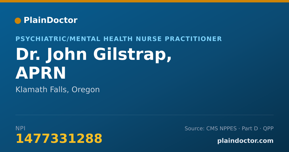 Shareable card for John Gilstrap, APRN - Psychiatric/Mental Health Nurse Practitioner, Klamath Falls, OR