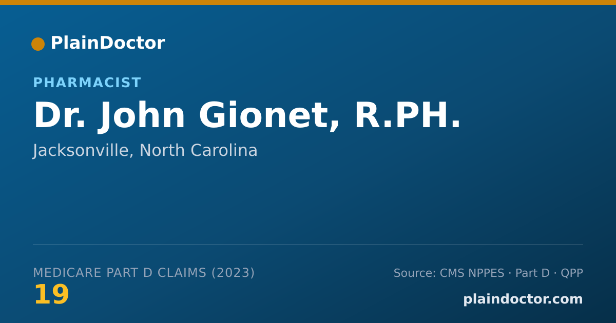 Shareable card for John Gionet, R.PH. - Pharmacist, Jacksonville, NC