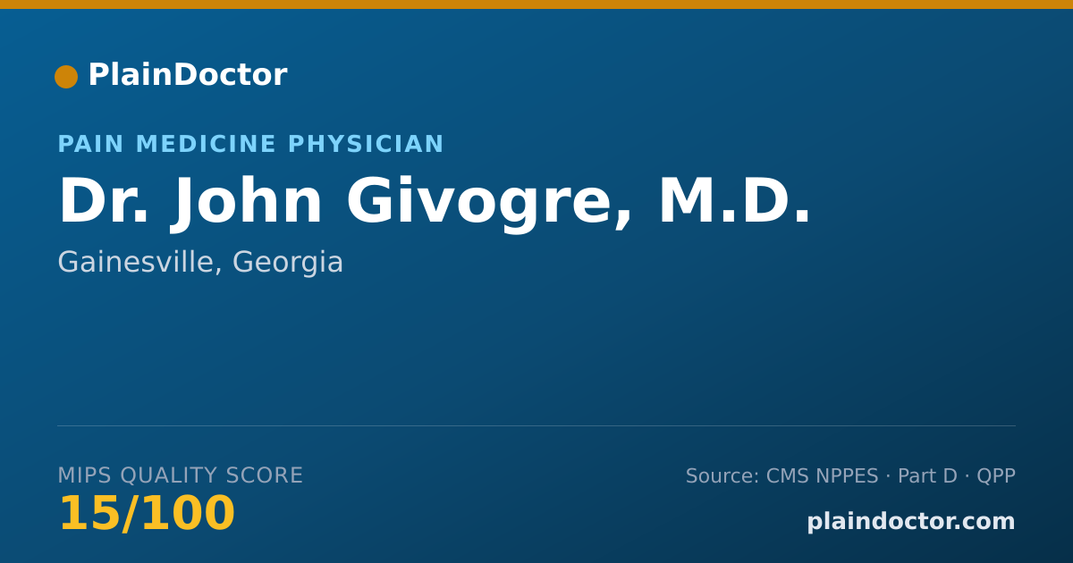 Shareable card for John Givogre, M.D. - Pain Medicine Physician, Gainesville, GA