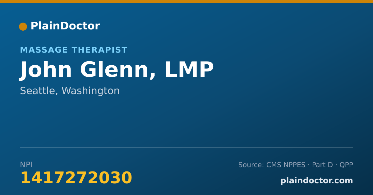 Shareable card for John Glenn, LMP - Massage Therapist, Seattle, WA