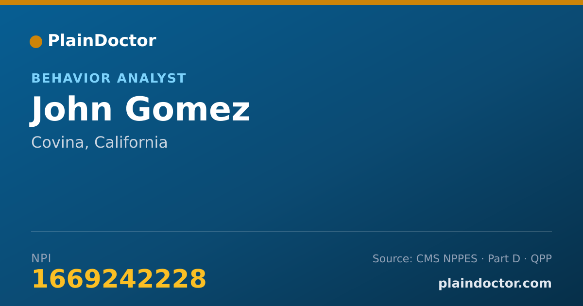 Shareable card for John Gomez - Behavior Analyst, Covina, CA