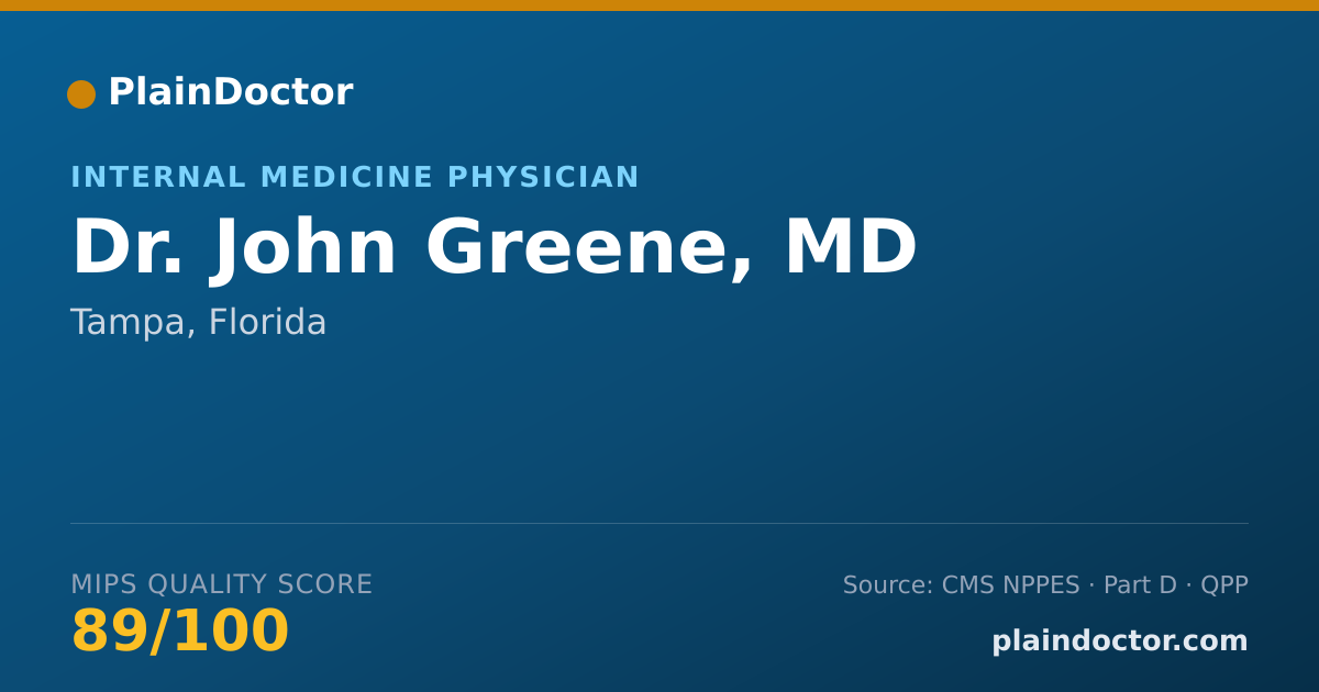 Shareable card for John Greene, MD - Internal Medicine Physician, Tampa, FL