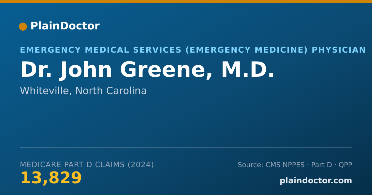 Shareable card for John Greene, M.D. - Emergency Medical Services (Emergency Medicine) Physician, Whiteville, NC