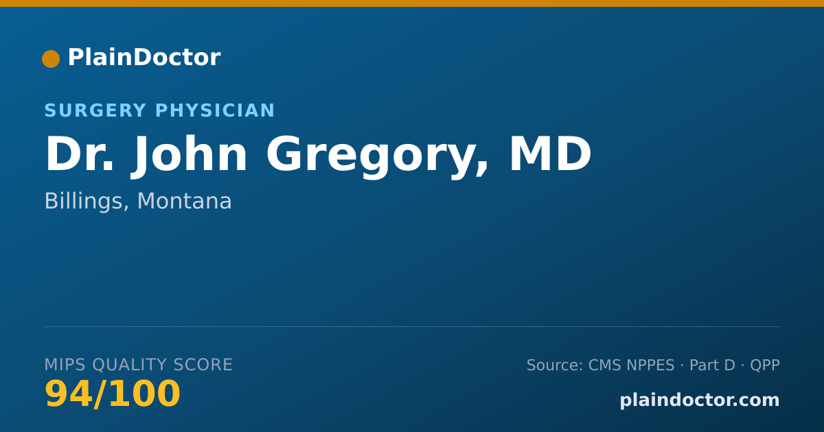 Shareable card for John Gregory, MD - Surgery Physician, Billings, MT