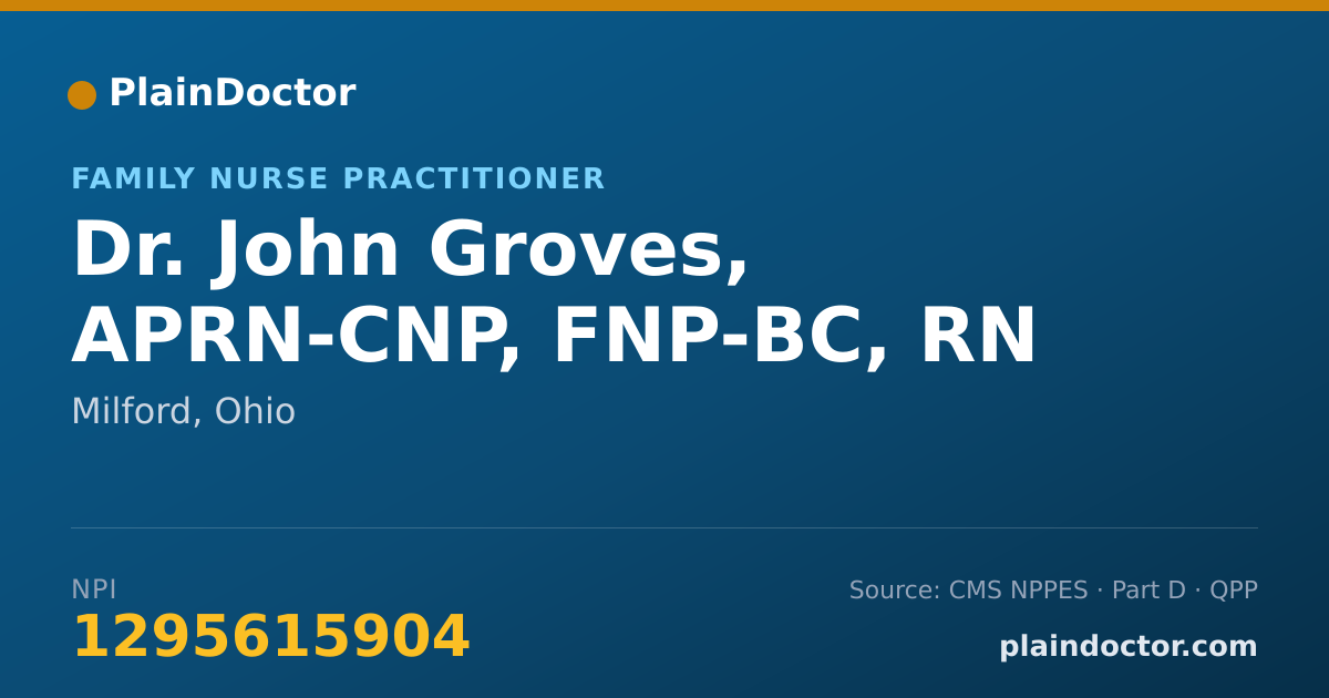 Shareable card for John Groves, APRN-CNP, FNP-BC, RN - Family Nurse Practitioner, Milford, OH