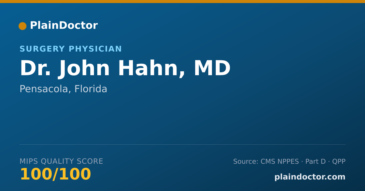 Shareable card for John Hahn, MD - Surgery Physician, Pensacola, FL