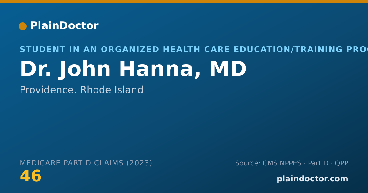 Shareable card for John Hanna, MD - Student in an Organized Health Care Education/Training Program, Providence, RI