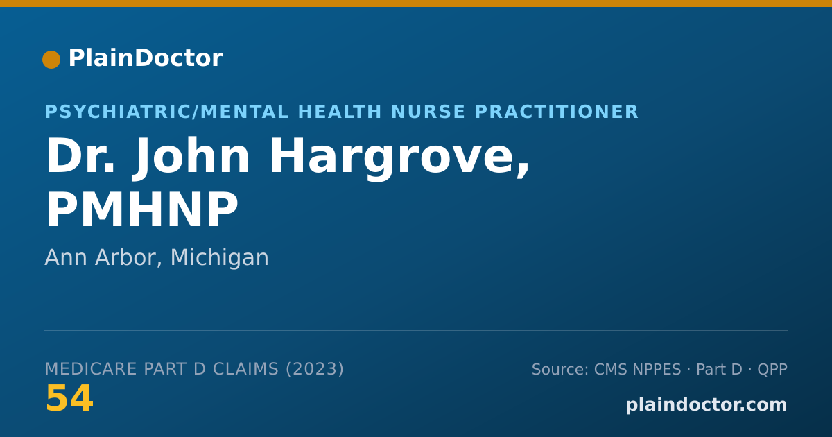 Shareable card for John Hargrove, PMHNP - Psychiatric/Mental Health Nurse Practitioner, Ann Arbor, MI