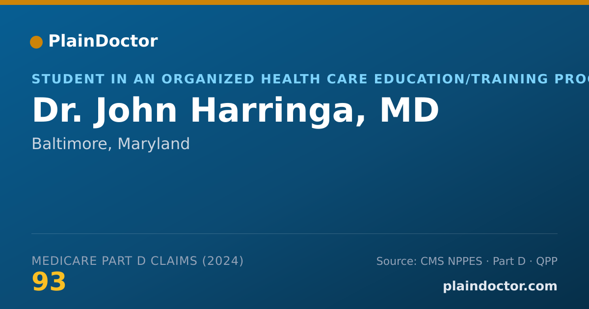 Shareable card for John Harringa, MD - Student in an Organized Health Care Education/Training Program, Baltimore, MD