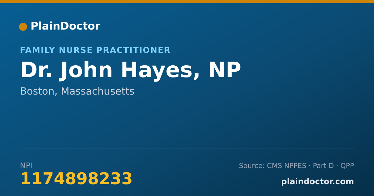Shareable card for John Hayes, NP - Family Nurse Practitioner, Boston, MA