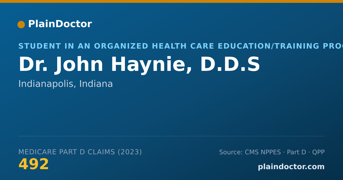 Shareable card for John Haynie, D.D.S - Student in an Organized Health Care Education/Training Program, Indianapolis, IN