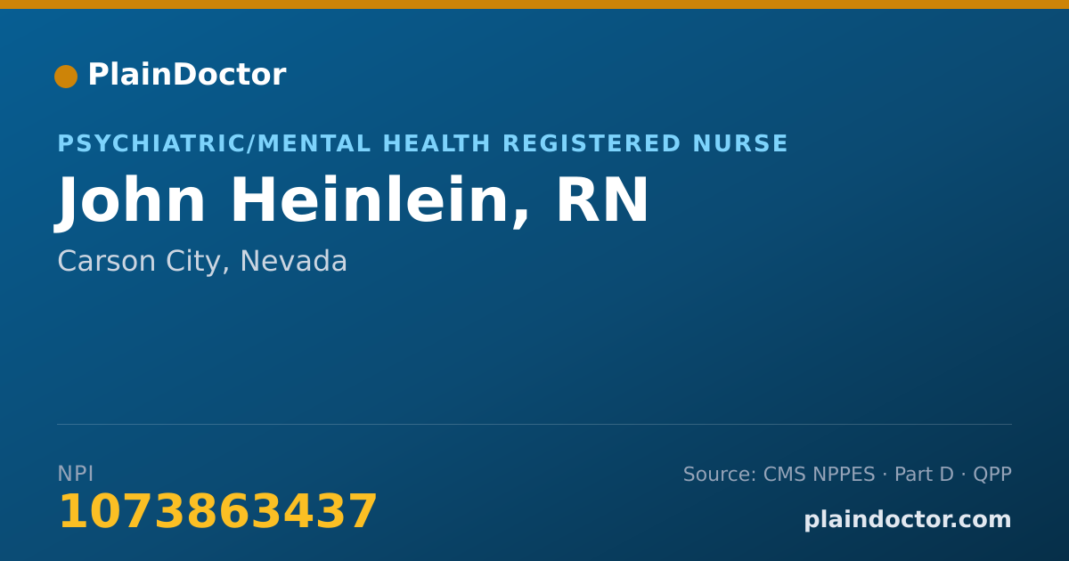 Shareable card for John Heinlein, RN - Psychiatric/Mental Health Registered Nurse, Carson City, NV