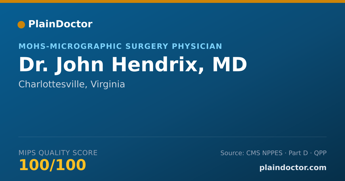 Shareable card for John Hendrix, MD - MOHS-Micrographic Surgery Physician, Charlottesville, VA