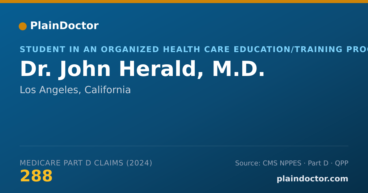 Shareable card for John Herald, M.D. - Student in an Organized Health Care Education/Training Program, Los Angeles, CA