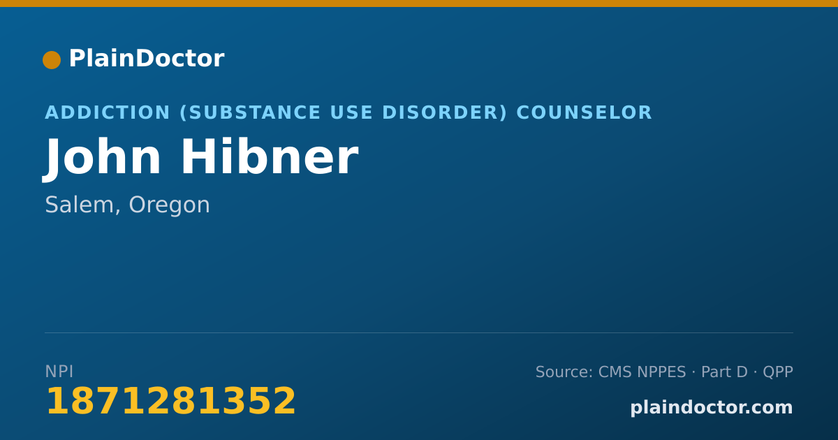 Shareable card for John Hibner - Addiction (Substance Use Disorder) Counselor, Salem, OR