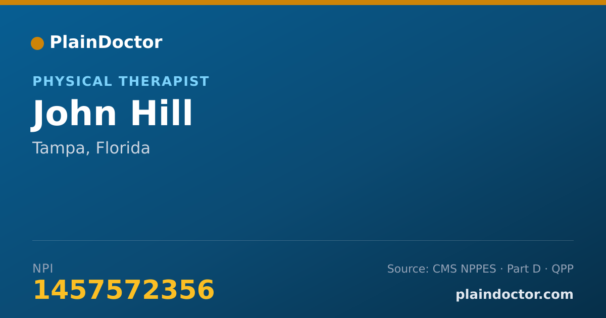 Shareable card for John Hill - Physical Therapist, Tampa, FL
