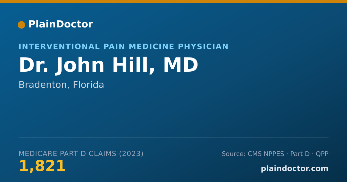 Shareable card for John Hill, MD - Interventional Pain Medicine Physician, Bradenton, FL