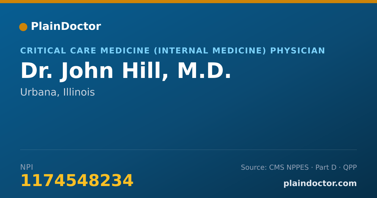 Shareable card for John Hill, M.D. - Critical Care Medicine (Internal Medicine) Physician, Urbana, IL